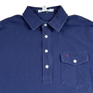 Criquet Golf Polo Performance Shirt Pocket Long Sleeve Navy Blue Mens Size Large